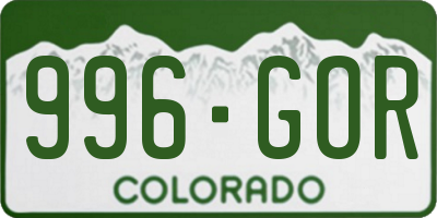 CO license plate 996GOR