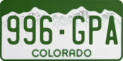 CO license plate 996GPA