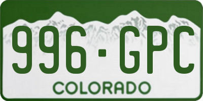 CO license plate 996GPC