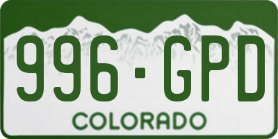 CO license plate 996GPD
