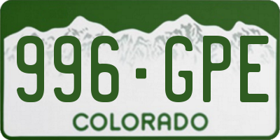 CO license plate 996GPE