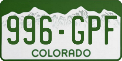 CO license plate 996GPF