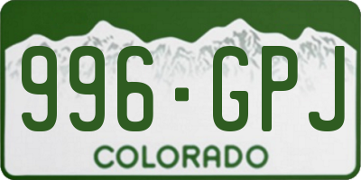 CO license plate 996GPJ