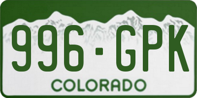 CO license plate 996GPK
