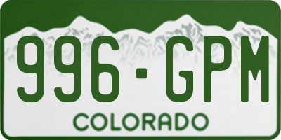 CO license plate 996GPM