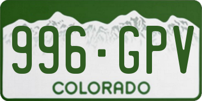 CO license plate 996GPV