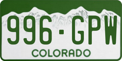 CO license plate 996GPW