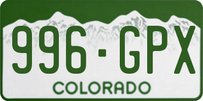 CO license plate 996GPX