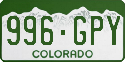 CO license plate 996GPY