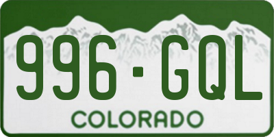 CO license plate 996GQL