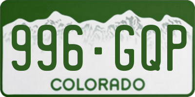CO license plate 996GQP