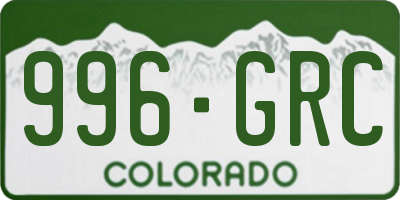 CO license plate 996GRC