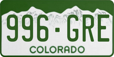 CO license plate 996GRE