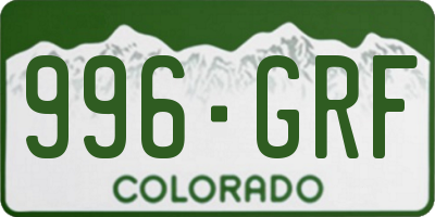 CO license plate 996GRF