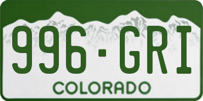 CO license plate 996GRI