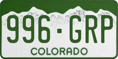 CO license plate 996GRP
