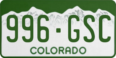 CO license plate 996GSC