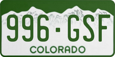 CO license plate 996GSF