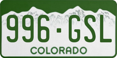 CO license plate 996GSL