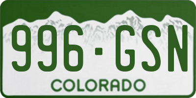 CO license plate 996GSN