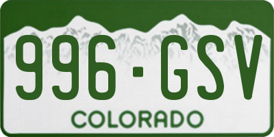 CO license plate 996GSV