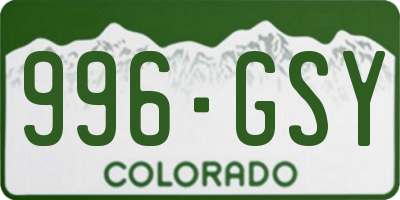 CO license plate 996GSY