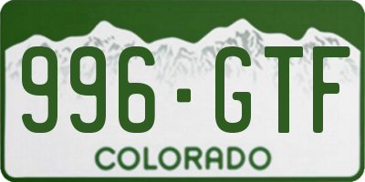 CO license plate 996GTF