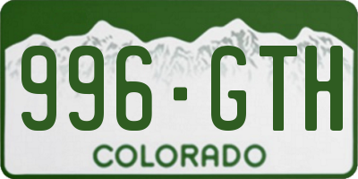 CO license plate 996GTH