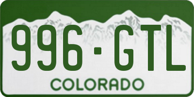 CO license plate 996GTL