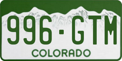 CO license plate 996GTM