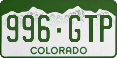 CO license plate 996GTP