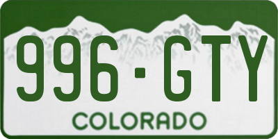 CO license plate 996GTY