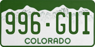 CO license plate 996GUI