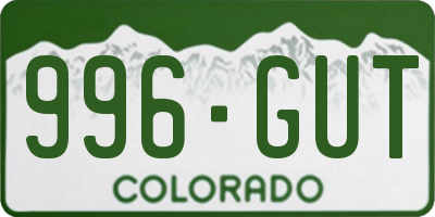 CO license plate 996GUT
