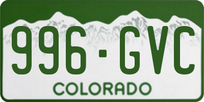 CO license plate 996GVC