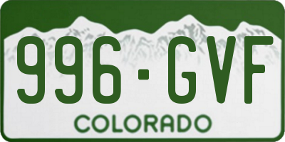 CO license plate 996GVF