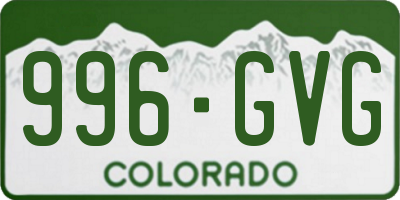 CO license plate 996GVG