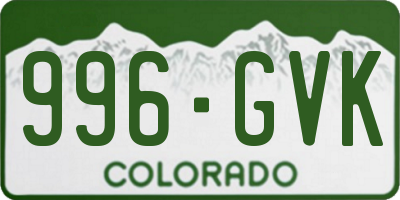 CO license plate 996GVK