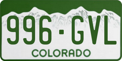 CO license plate 996GVL