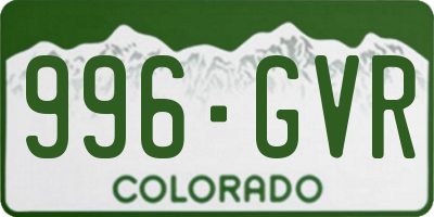CO license plate 996GVR