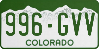 CO license plate 996GVV