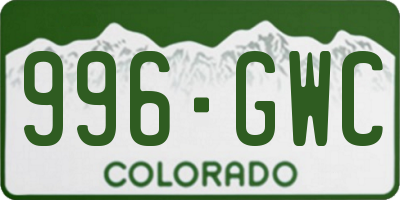 CO license plate 996GWC