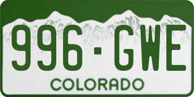 CO license plate 996GWE