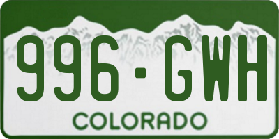 CO license plate 996GWH