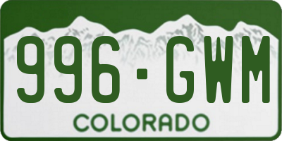 CO license plate 996GWM