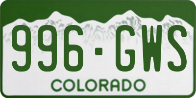 CO license plate 996GWS