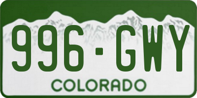 CO license plate 996GWY