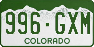 CO license plate 996GXM