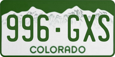 CO license plate 996GXS