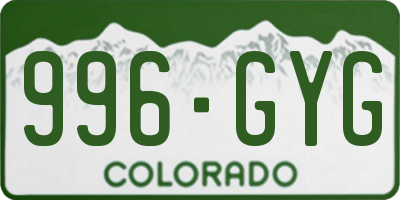CO license plate 996GYG